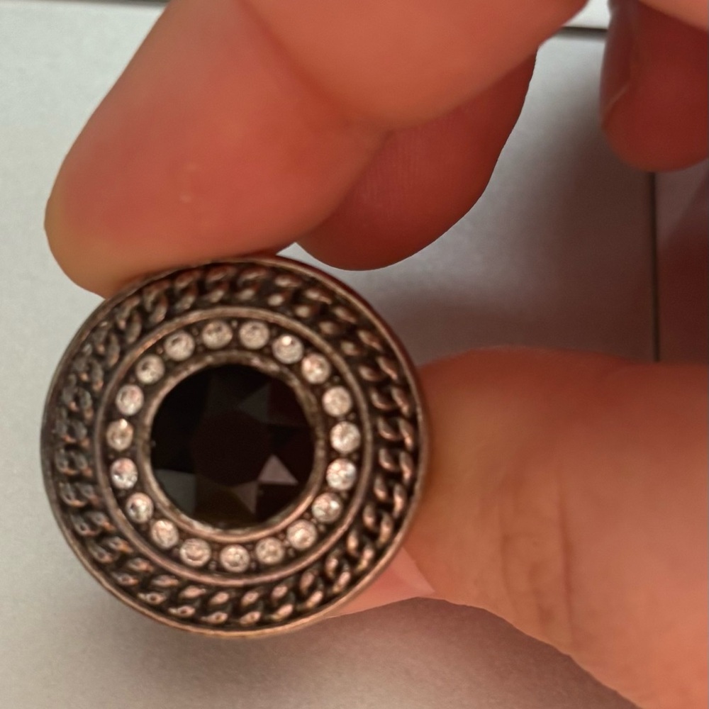 BLACK & SILVER STATEMENT RING - Picture 3 of 4